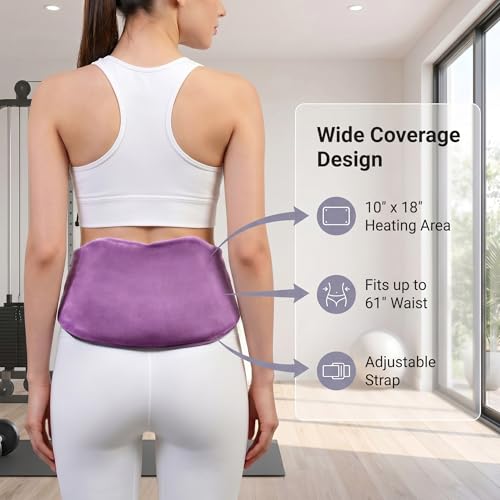 Microwave Heating Pad for Back Pain Relief, Flaxseed Microwavable Heating Pad with Removable Washable Flannel Cover, Moist Heating Pad for Period Cramps & Muscle Relaxation, 10''x18'' - color: Purple