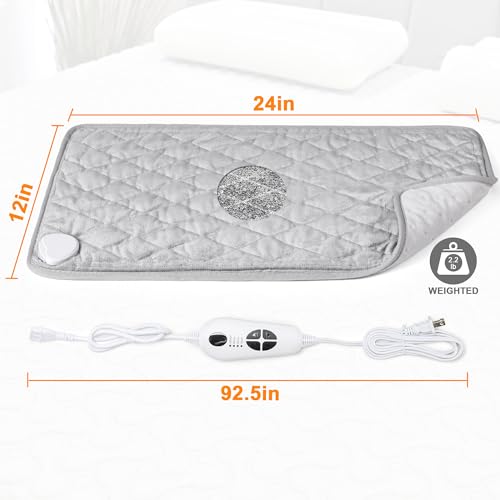 Heating Pad,Heated Blanket,Heating Pad for Back Neck,LightGray,24x12 in - color: Rhombicgray, size: 24x12 Inch