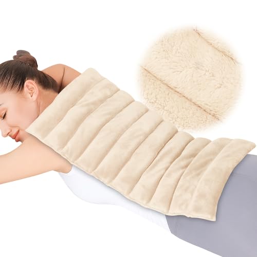 REVIX Extra Large Microwavable Heating Pad for Back, Moist Heat Wrap - color: Beige