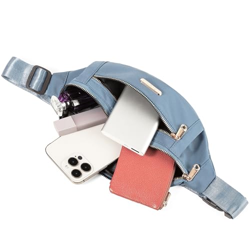 Fanny Pack Waist Pack for Women, Cross Body Bag Waist Bag for Running Sports Travel - color: F Grey-Blue