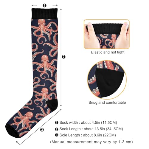 Snowflake Red Christmas Compression Sock for Women Men Funny Support Knee High Socks Running,Nurses,Travel - color: Octopus Ocean Animal