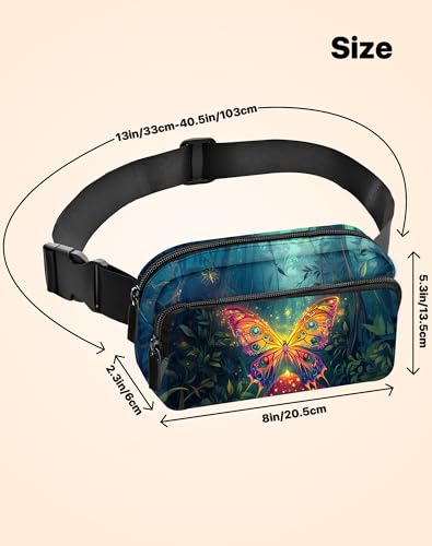 Butterfly Fanny Pack Fashion Belt Bag Lightweight Waist Pouch with Adjustable Strap Mini Crossbody Bags for Women Travel Sports Running - color: Red