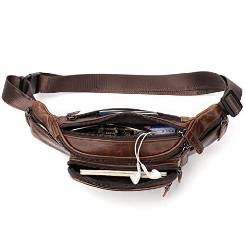 Leather Fanny Pack Waist Bag for Men Women Outdoor Travel Hiking Camping Walking Running Hip Bum Belt Slim Cell Phone Purse Wallet Pouch Coffee - color: #00Coffee