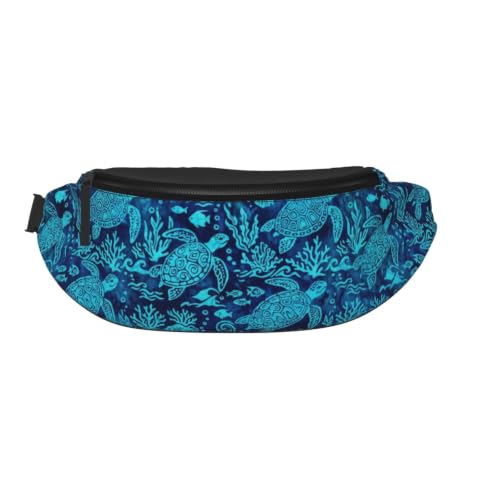 Dujiea Fanny Pack, Sea Turtles Waist Bag With Headphone Hole Belt Bag Adjustable Sling Pocket Fashion Hip Bum Bag For Women Men Kids Outdoors Casual Travelling Hiking Cycling - color: Sea Turtles