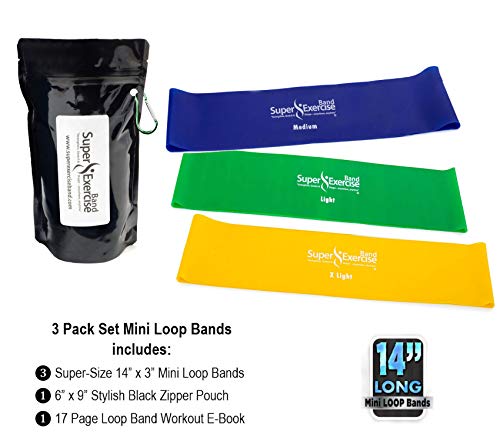 Mini Loop Bands 14x3 in, Latex Free, 3/5/10 Pack Sets - color: b. LIGHT Strength Loop Band Assortment 3 PACK