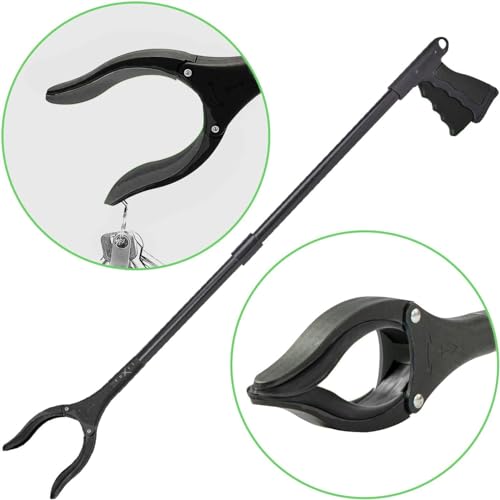 Grabber Reacher Tool, Long 32" Foldable Pick Up Stick, Strong Grip Magnetic Tip Lightweight Trash Picker Claw Reacher Grabber Tool Elderly Reaching, by Luxet (Black) - color: Black