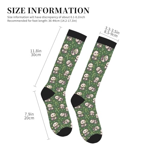 Patterned Knee High Socks for Women Men Athletic Running Travel Work - color: Forest Bamboo Panda