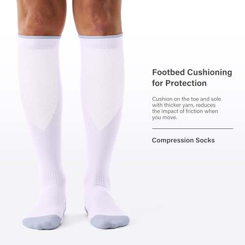 3 Pairs Compression Socks for Women and Men - 15-20mmHg Best Support for Athletic Running Cycling - color: Black/White/Grey