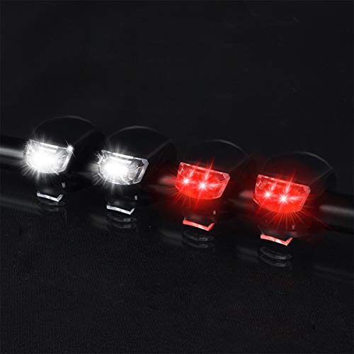 Malker Bicycle Light Front and Rear Silicone LED Bike Light Set - Bike Headlight and Taillight,Waterproof & Safety Road,Mountain Bike Lights,Batteries Included - color: 4pcs Black, size: 4 lights