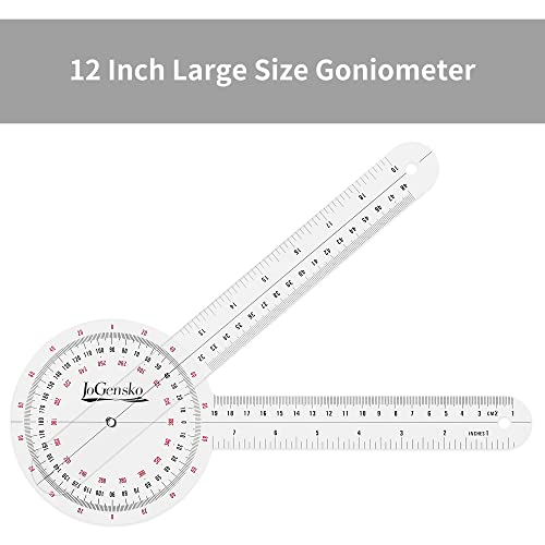 12 Inch Goniometer for Orthopaedic Use, 360 Degree Large Size Plastic Goniometer，Physical Therapy Angle Protractor Ruler for Knee Joints, Elbow, Shoulder or Hip, 3 Pieces (3)