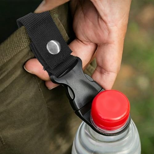 pson 4Pcs 1.37 Inch Portable Water Bottle Clip Holder, Hanging Bottle Buckle Keychain Ring for Outdoor Camping Hiking Travel(Black) - color: Black