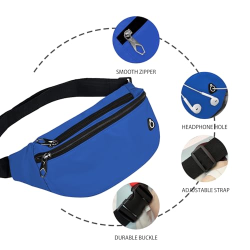 Fanny Packs for Men and Women Water-Repellent Sports Waist Pack Bag - color: 1pack-Royal Blue