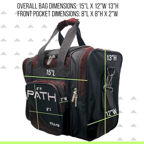 Pyramid Path Pro Deluxe Single Bowling Ball Tote - Holds One Ball, One Pair Shoes Up to Mens 15 - color: Burgundy