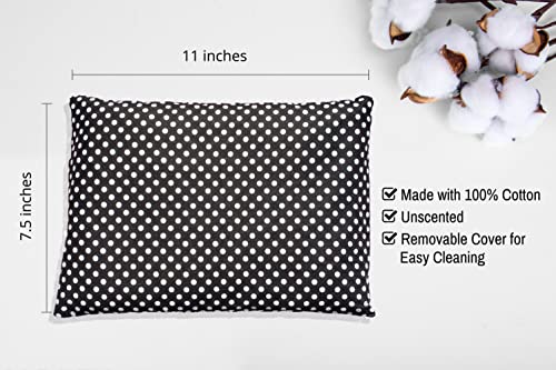 Microwavable Corn Filled Heating Pad and Cold Pack/Washable 100% Cotton Cover (Polka Dot - Black, 7.5in W x 11in L) - size: 7.5in W x 11in L, style: Polka Dot - Black