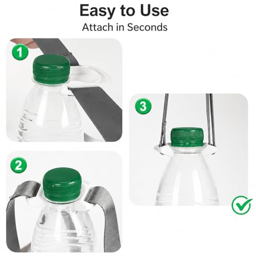 4 Pack Water Bottle Holder Lanyard Adjustable Beverages Shoulder Strap - color: Grey