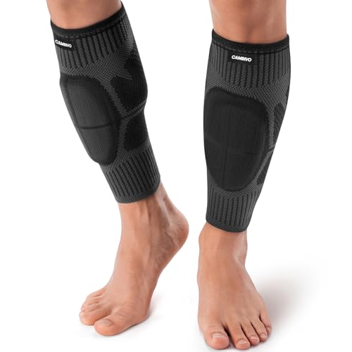 CAMBIVO Calf Compression Sleeves with EVA Shin Pad, 2 Pack - size: Large