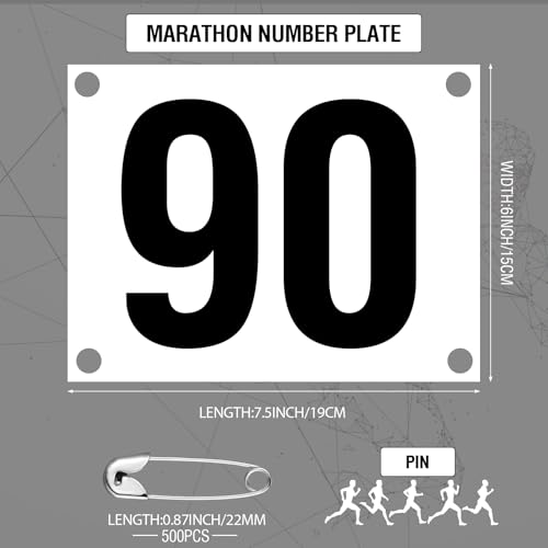 Hanaive Running Bib Numbers for Marathon Sports - style: 1-100 Number