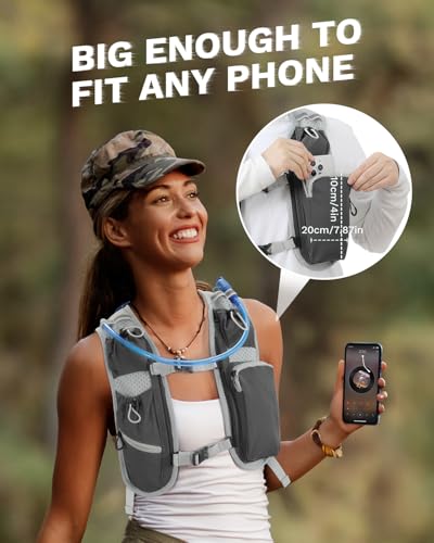Running Vest for Women and Men, Hydration Running Backpack, Runners Vest, Hydration Vest, with Front Phone Holder, Adjustable Chest and Waist Strap - color: Dark Gray, size: Only Backpack