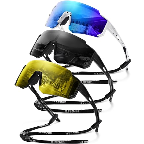 Polarized Sports Sunglasses Men Women for Running UV400 Protection - color: A6 Night Vision/Black/Ice Blue