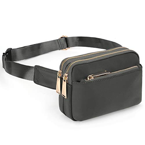 UTO Fanny Pack Crossbody Belt Purse Chest Waist Hip Travel Hiking Bumbag - color: 0759 Nylon Grey