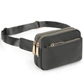UTO Fanny Pack Crossbody Belt Purse Chest Waist Hip Travel Hiking Bumbag - color: 0759 Nylon Grey
