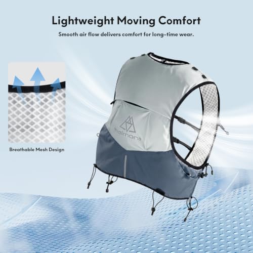 Haimont 8L Trail Running Hydration Vest with Soft Flasks - color: Grey, size: Large
