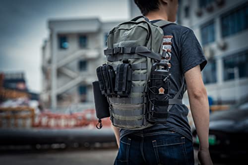 TACTICAL GEEK EXT11 Water Bottle Pouch, Portable Carrier, Drawstring Travel Holder, Adjustable Outdoor Sports Kettle Carrier Holster, Molle Water Bottle Holder (Black) - color: Black