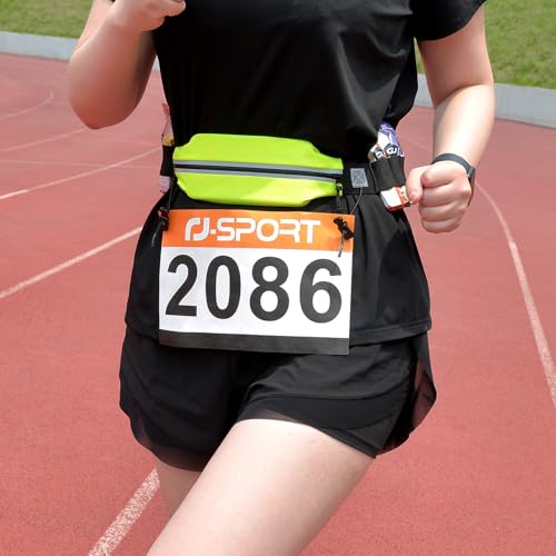 RJ-Sport Race Number Belt Bib Holder with Runner Pouch (Yellow) - color: 04 Yellow