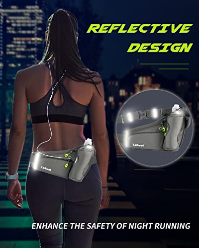 Running Belt, Waterproof Hydration Belt with Water Bottle Holder Hiking Walking Waist Pack Reflective Adjustable Fanny Pack Compatible for Phone Waistband Outdoor - color: Grey