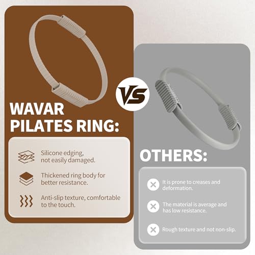 Wavar Pilates Essentials Kit for Women, 13.5" Magic Circle Fitness Set - color: Cream