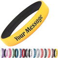 Reminderband Luxe Custom Silicone Wristbands Rubber Bracelets Bulk 1-300 - color: Electric Yellow/Black, size: Medium