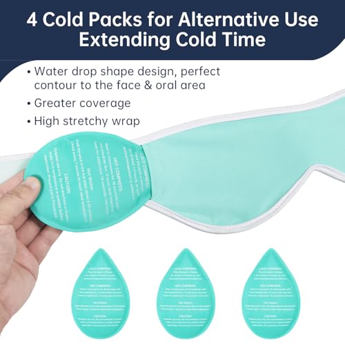 ZNÖCUETÖD Wisdom Teeth Ice Pack Face Head Wrap for Wisdom Teeth Removal Toothache Pain Relief, TMJ, Jaw Ice for Face Oral Surgery, Dental Implant with 4 Reusable Hot Cold Gel Packs (Mint Green) - color: Mint Green With 4 Ice Packs