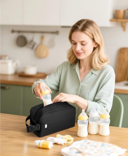 Small Insulated Lunch Bag: Reusable Small Lunch Box, Mini Soft Cooler Bag - color: Black