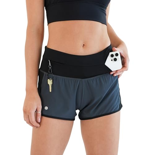 FlipBelt Women’s Running Shorts – Built-in FlipBelt Running Belt for Phone/Essentials, Zipper Closure, USA Company