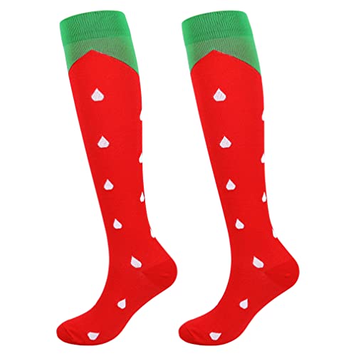 Junely Compression Socks for Women Knee High Funny Socks - color: A3-strawberry