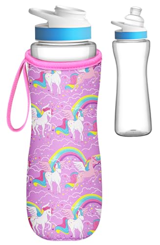 Water Bottle Sleeve for Cirkul 22 oz - Bottles Cover Holder Carrier Bag with Handle Strap - color: Pink Purple
