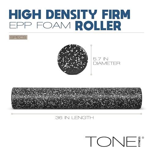 TONE Fitness Firm High-Density Foam Roller for Exercise, Massage & Recovery - color: Black/White Speckled, size: 36 Inch
