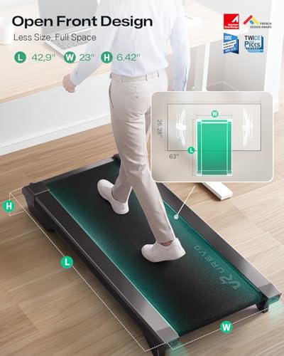 UREVO CyberPad Smart Walking Pad with 14% Auto Incline, Brushless Motorized Under Desk Treadmill for Home Office Fitness, Elegant Speed Lights, Spacious Surface, Digital Controller, AI-Powered App - color: Black