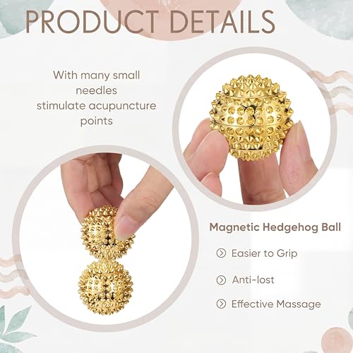 6 Pcs Magnetic Spiky Massage Ball Hand Exercise Relief, Gold
