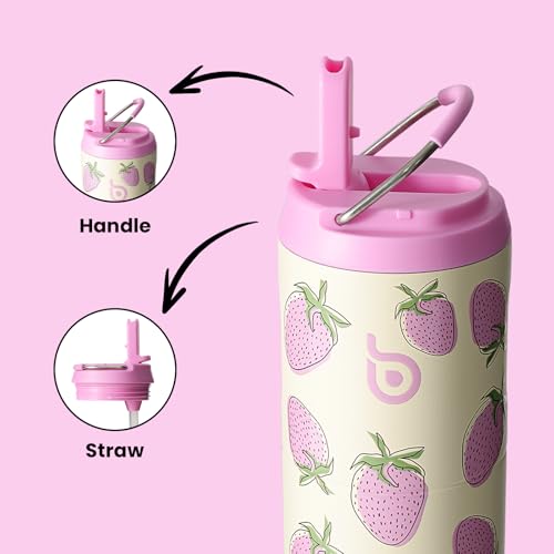BOTTLE BOTTLE Insulated Water Bottle 24oz with Straw Lid and Handle Sports - color: Strawberry