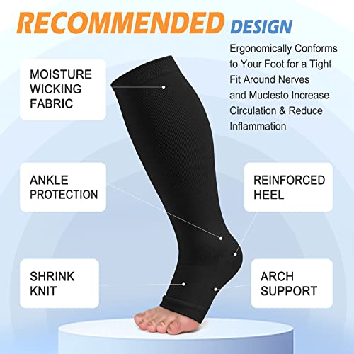 CTHH Toeless Compression Socks for Women & Men Open Toe Knee High Stocking - color: Nude/Brown/Black, size: Small-Medium