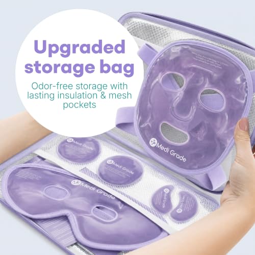 Medi Grade Face Ice Pack and Cooling Eye Mask Set, ChillGel Gel Mask Purple - color: Purple