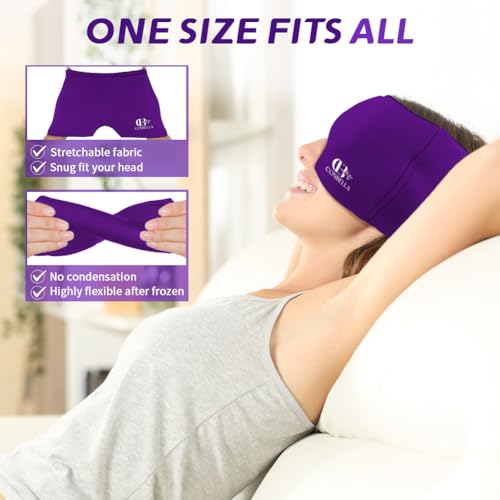 Migraine Relief Cap, Soothing Headache Ice Face Mask Products - color: Pink+purple