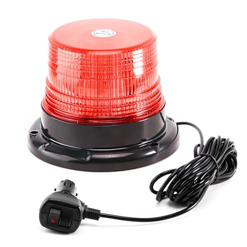 Red Rooftop Beacon Strobe Lights w/Magnetic Base, 1-Pcs - color: 1× Red