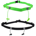 2Pcs Race Number Belt Triathlon Race Belt Running Bib Belts with 6 Energy Gel Loops for Triathalon Marathon Running and Cycling (Black/Green) - color: Black&green