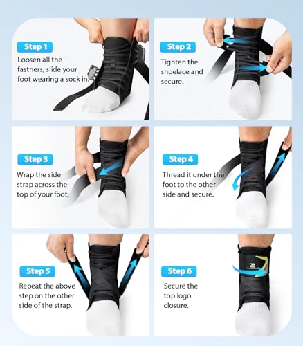 ZOELION Ankle Brace for Men Women with Auto-adaptive Side Pads, [Slim Fit & Flex Support] Ankle Stabilizer Support, Quick Hook & Loop Lace Up Ankle Brace for Sprained Ankle,Injury Recovery,Sports, L