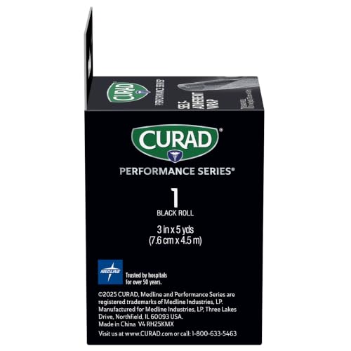 CURAD Performance Self-Adherent Athletic Wrap, 3 in x 5 yds, Black, 3 Rolls - size: 1 Count (Pack of 3)