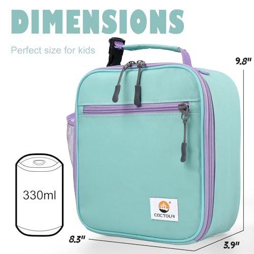 CaCTOUR Lunch Box Kids,2 Packs Insulated Lunch Bag for Girls Boys,Soft Bag Mini Cooler Back to School Thermal Reusable Lunch Bag for Work School Picnic (Light Green & Pink) - color: Light Green+Pink