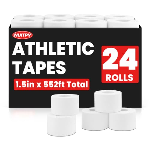 NUITPY 24 Pack Athletic Tape, White Sports Tape, Easy Tear Wrist Tape - color: White-24 Rolls