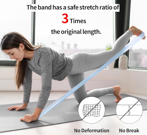 PROIRON Latex Resistance Bands Set 2-in-1, 6.6FT/4.9FT, for Pilates, Rehab - color: (Pink+Blue+Gray) - 6.6 FT